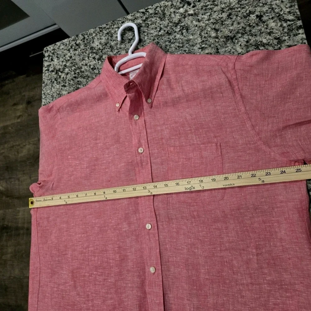 Brooks Brothers 1818 100% Irish Linen Long Sleeve Red Button Up Shirt Sz Large - Picture 4 of 10